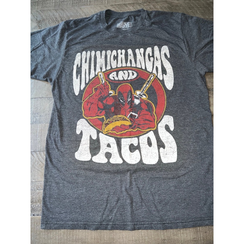 Marvel Comics Deadpool Chimichangas & Tacos Short Sleeve Graphic Tee Size Medium - Picture 3 of 5